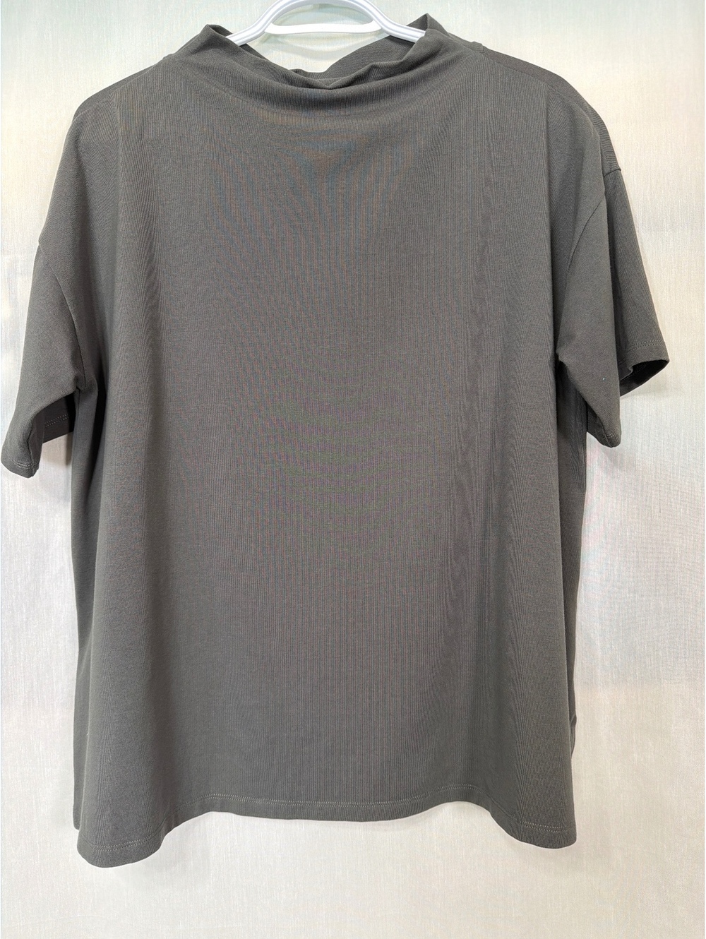 Eileen Fisher Mock Neck Organic Cotton Short Sleeve Top Women's Medium